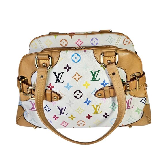 LOUIS VUITTON Takashi Murakami White Multicolor Claudia Speedy Satchel Shoulder - Picture 7 of 16
